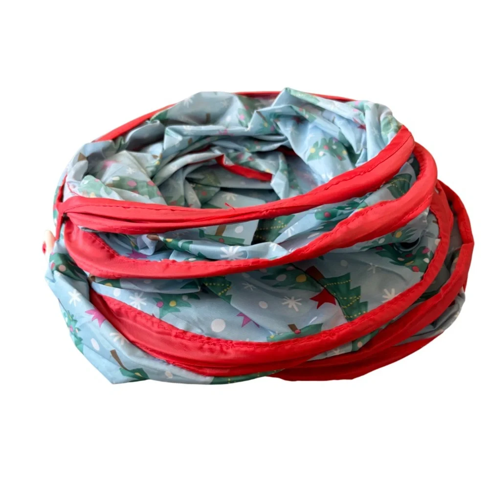 Christmas Holiday Cat Tunnel Pop-Up 3-Way Crinkle Texture Red Green Blue White - Picture 3 of 12